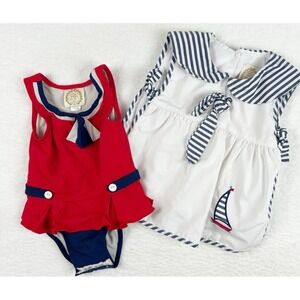 THE BEAUFORT BONNET COMPANY ALL Size 2T  | 1 Swimsuit, 1 Sailor Side Tie Top USA